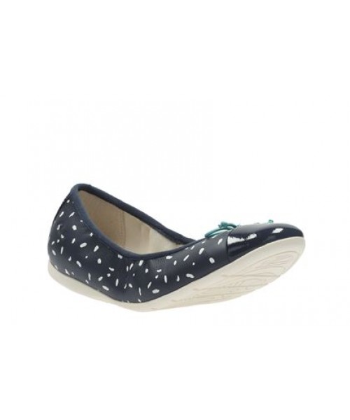 CLARKS - DANCE PUFF JNR NAVY MULTY LEATHER